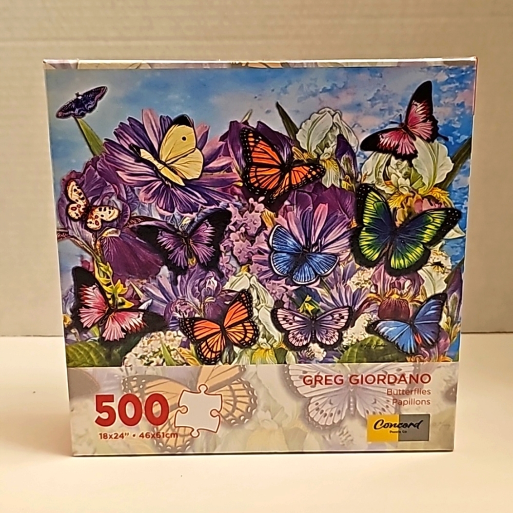 500 LARGE piece Puzzle Greg Giordano Butterflies Papillons. New & Sealed‎